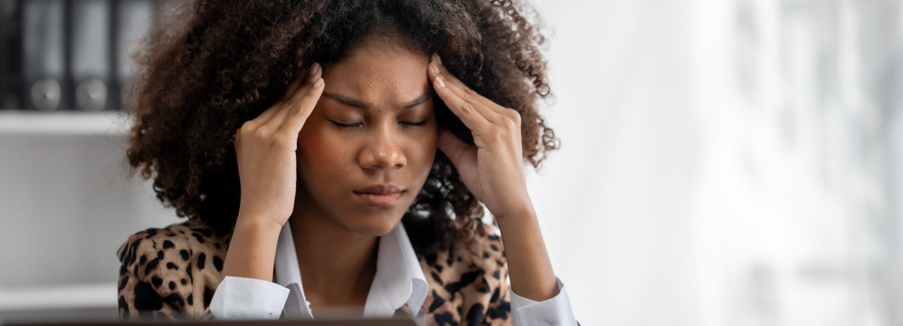 African american business woman worker stressed at office workplace.